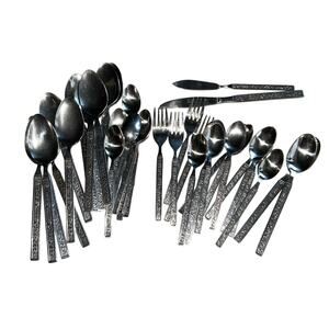 Vintage Nasco COSTELLANO Floral Flatware  Stainless Set Korea 39 pieces spoons